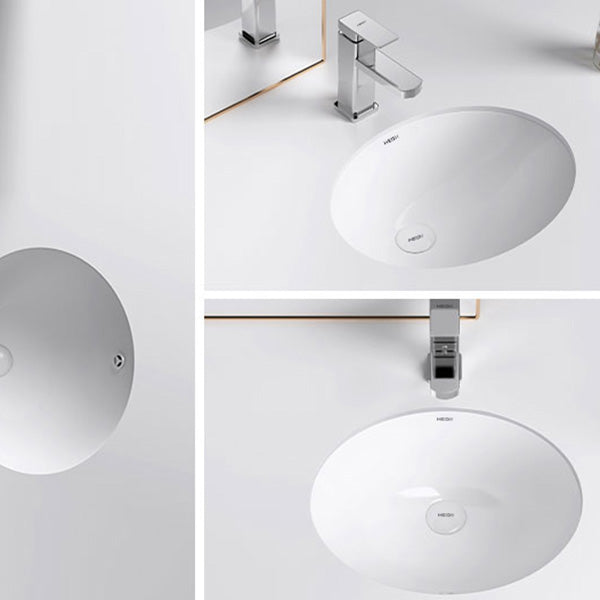 Modern Bathroom Sink Pop-Up Drain Porcelain Solid Color Oval-Shape Vessel Lavatory Sink