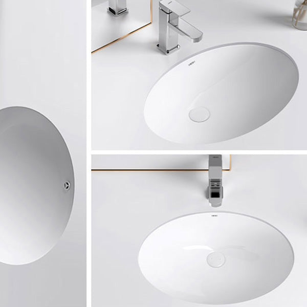 Modern Bathroom Sink Pop-Up Drain Porcelain Solid Color Oval-Shape Vessel Lavatory Sink