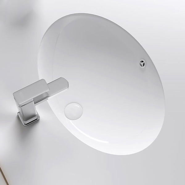 Modern Bathroom Sink Pop-Up Drain Porcelain Solid Color Oval-Shape Vessel Lavatory Sink