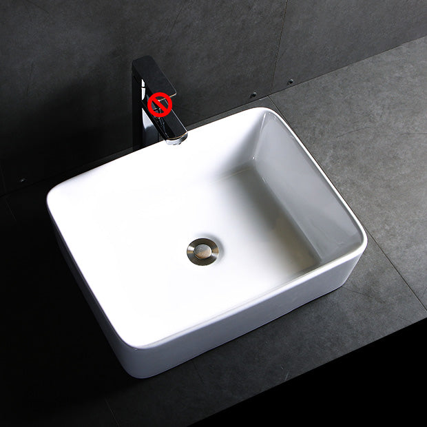 Modern Bathroom Sink Porcelain Pop-Up Drain Round Vessel Bathroom Sink