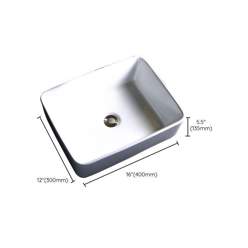 Modern Bathroom Sink Porcelain Pop-Up Drain Round Vessel Bathroom Sink