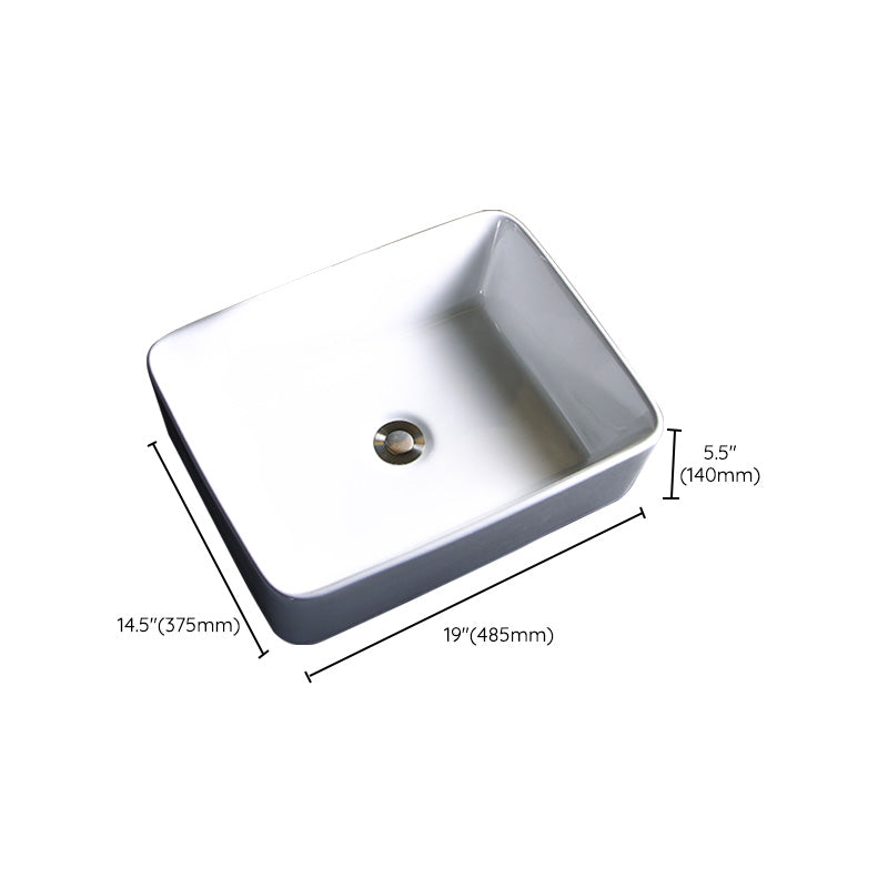 Modern Bathroom Sink Porcelain Pop-Up Drain Round Vessel Bathroom Sink