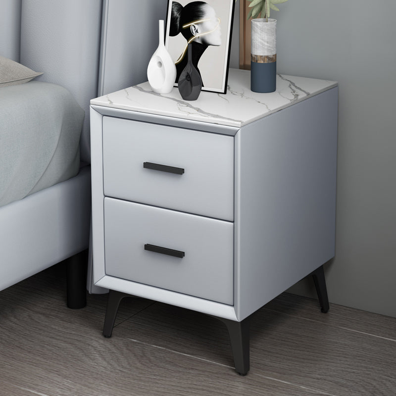 Modern Slate Top Night Table Bedroom 2 Drawers Night Stand with Legs