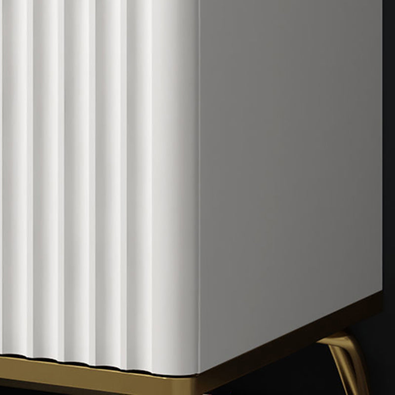 Glam Bedroom Stone Storage Chest Horizontal Chest in White with Drawers