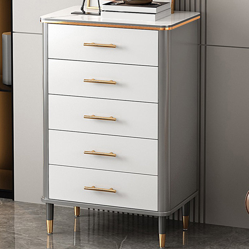 Glam Bedroom Stone Storage Chest Vertical Chest with Drawers