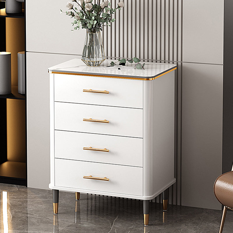 Glam Bedroom Stone Storage Chest Vertical Chest with Drawers