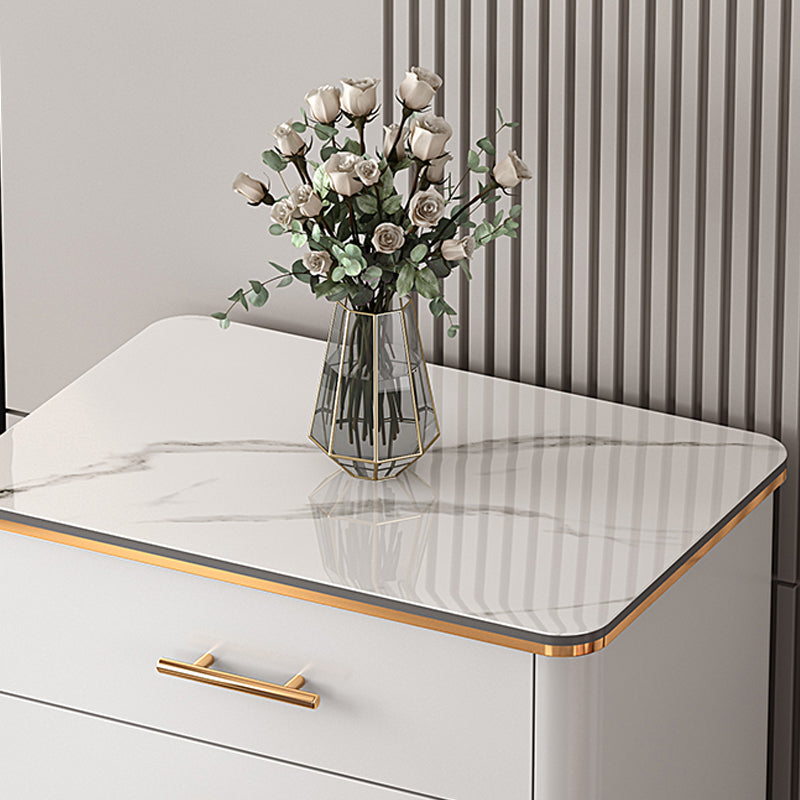 Glam Bedroom Stone Storage Chest Vertical Chest with Drawers