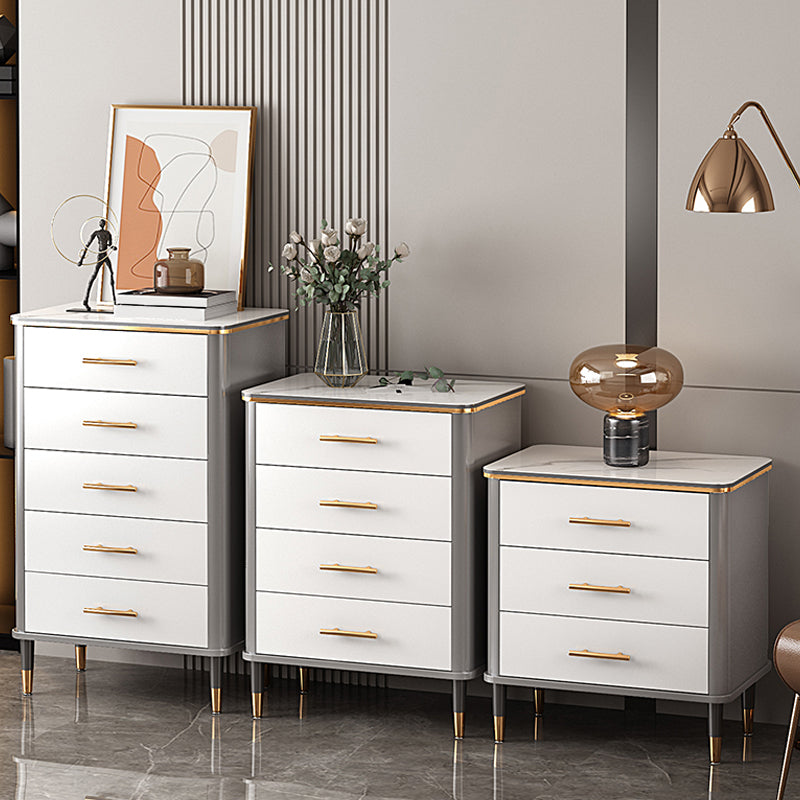 Glam Bedroom Stone Storage Chest Vertical Chest with Drawers