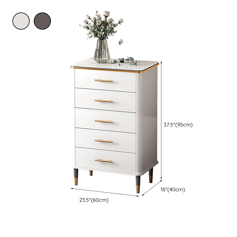 Glam Bedroom Stone Storage Chest Vertical Chest with Drawers