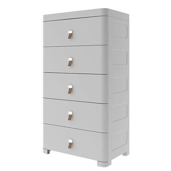 Contemporary Grey / White Chest Plastic Chest with Drawers for Bedroom