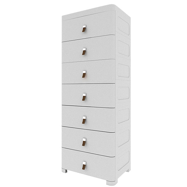 Contemporary Grey / White Chest Plastic Chest with Drawers for Bedroom