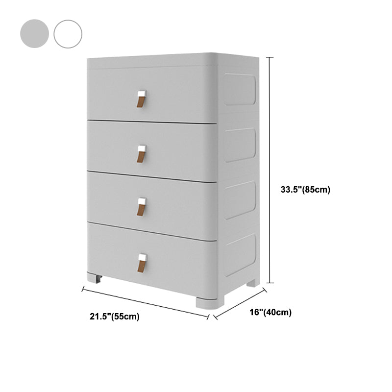 Contemporary Grey / White Chest Plastic Chest with Drawers for Bedroom