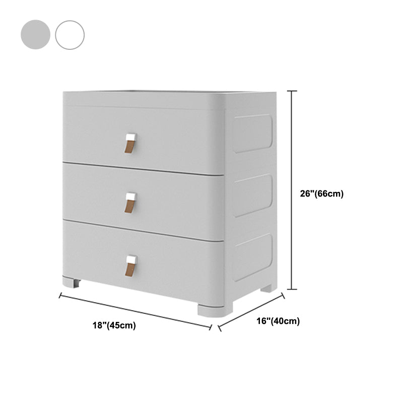 Contemporary Grey / White Chest Plastic Chest with Drawers for Bedroom