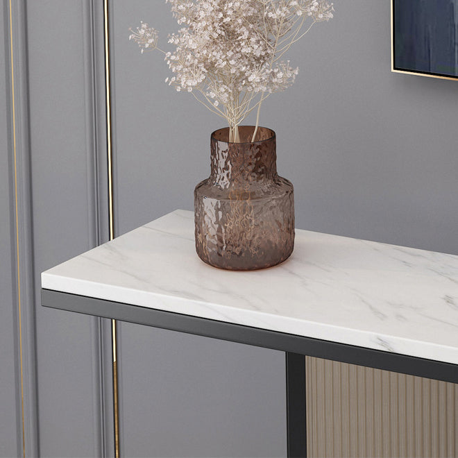 Stone Rectangle Console Table 1-Shelf 31.5" Tall Accent Table for Hall