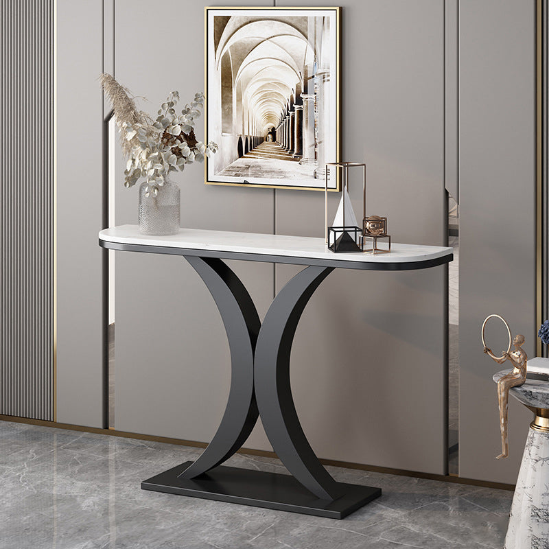 31.5-inch Tall Marble Console Table Scratch Resistant End Table for Hall
