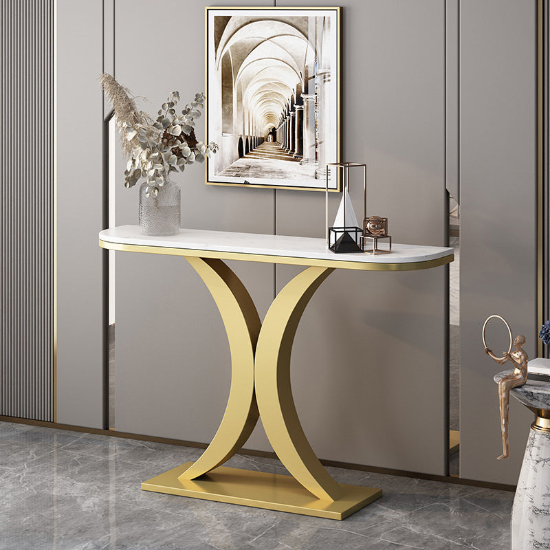 31.5-inch Tall Marble Console Table Scratch Resistant End Table for Hall