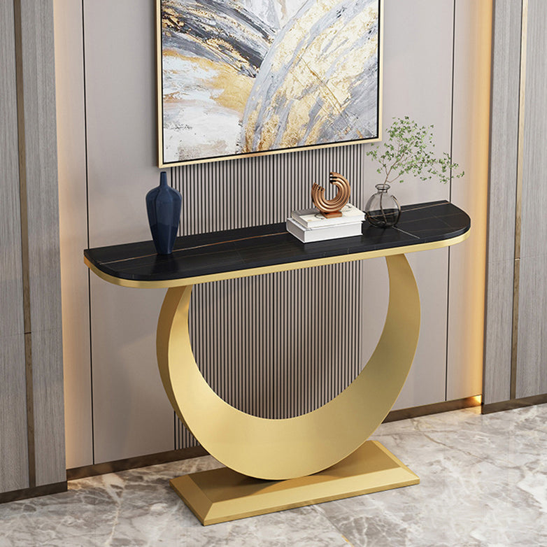 11.81" W Contemporary Console Accent Table Antique Finish Half Moon Console Sofa Table