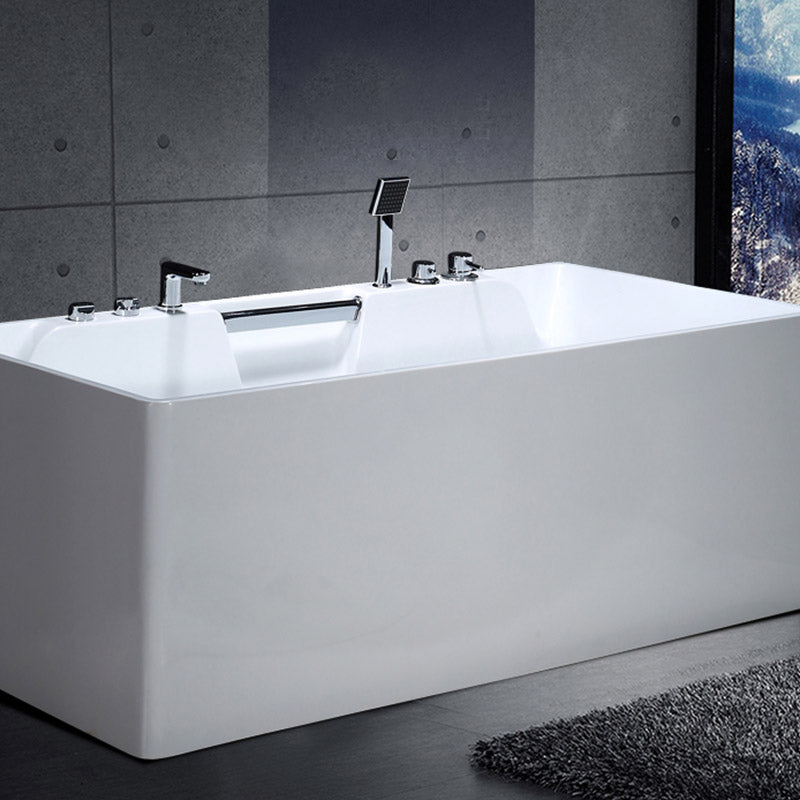 Modern Rectangular Bath Tub Bathroom Soaking with Center Drain Tub