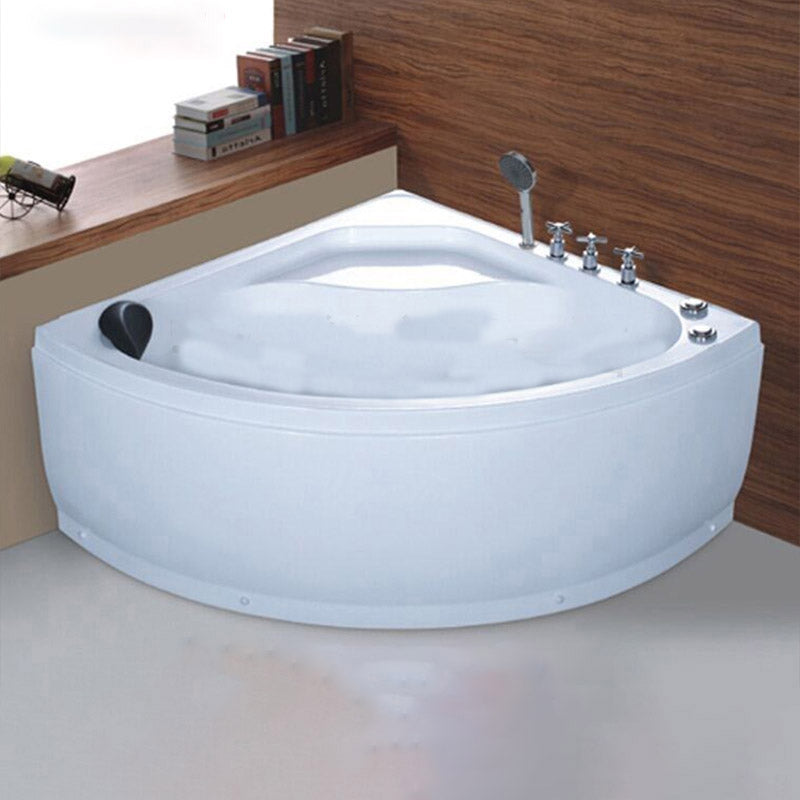 White Corner Acrylic Bath Tub Bathroom Modern Back to Wall Tub