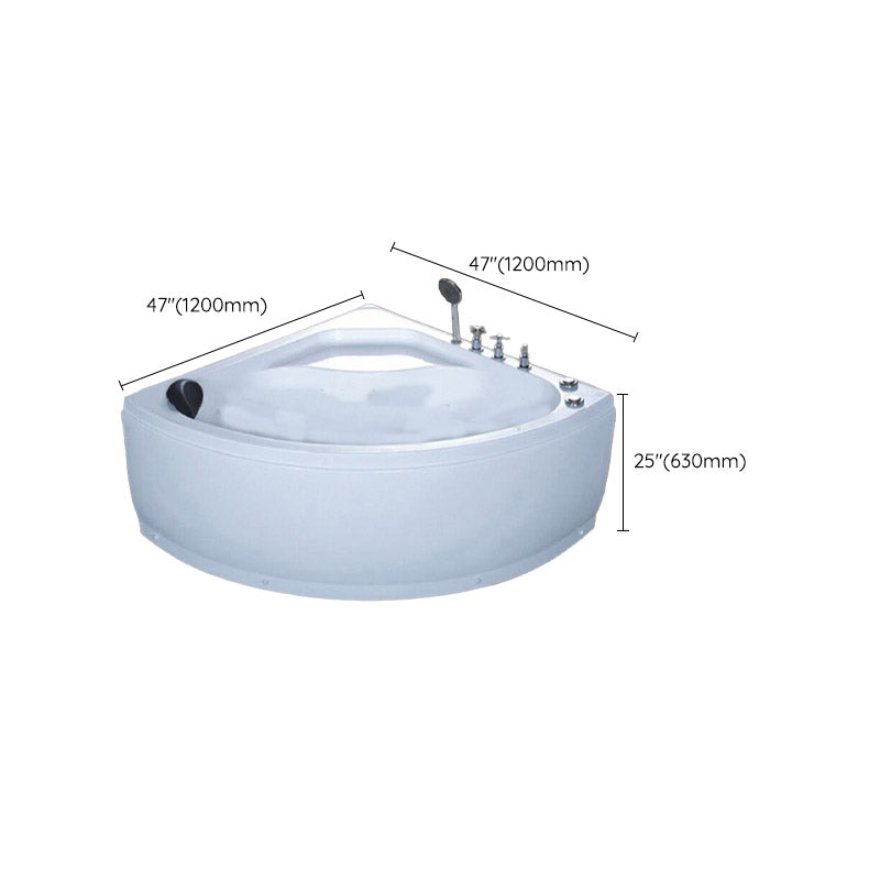 White Corner Acrylic Bath Tub Bathroom Modern Back to Wall Tub