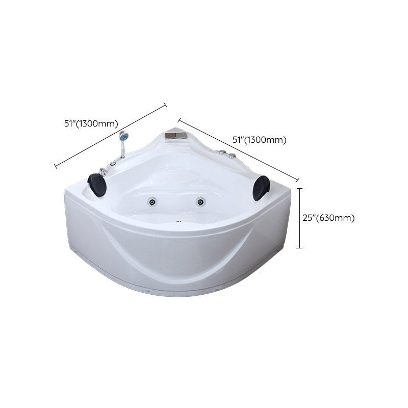White Corner Acrylic Bath Tub Bathroom Modern Back to Wall Tub