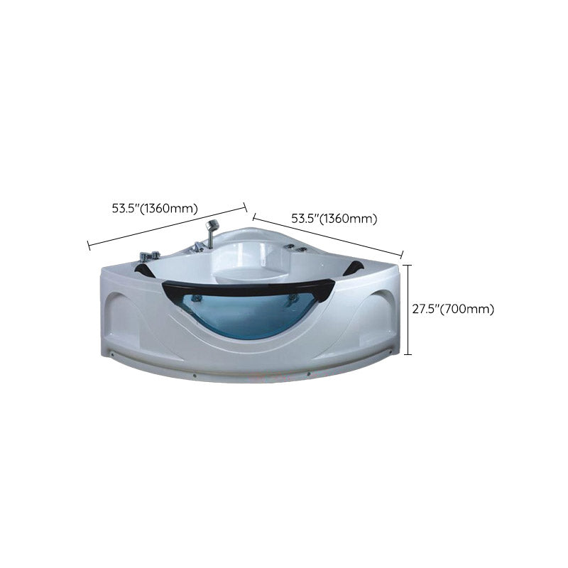 White Corner Acrylic Bath Tub Bathroom Modern Back to Wall Tub