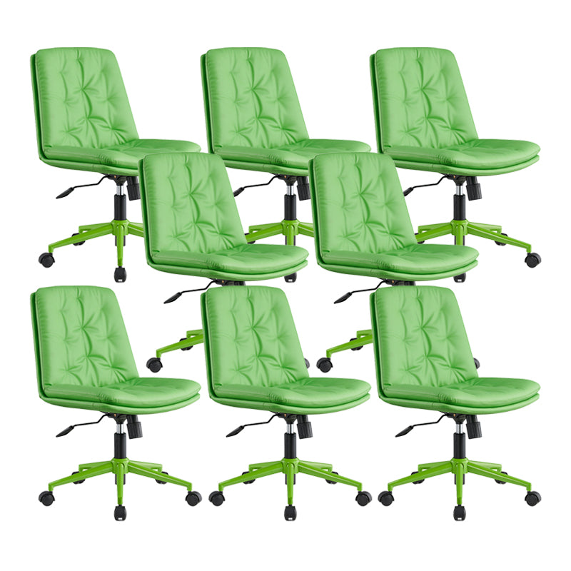 Mid Back Swivel Chair Modern Faux Leather Office Chair with Tufted