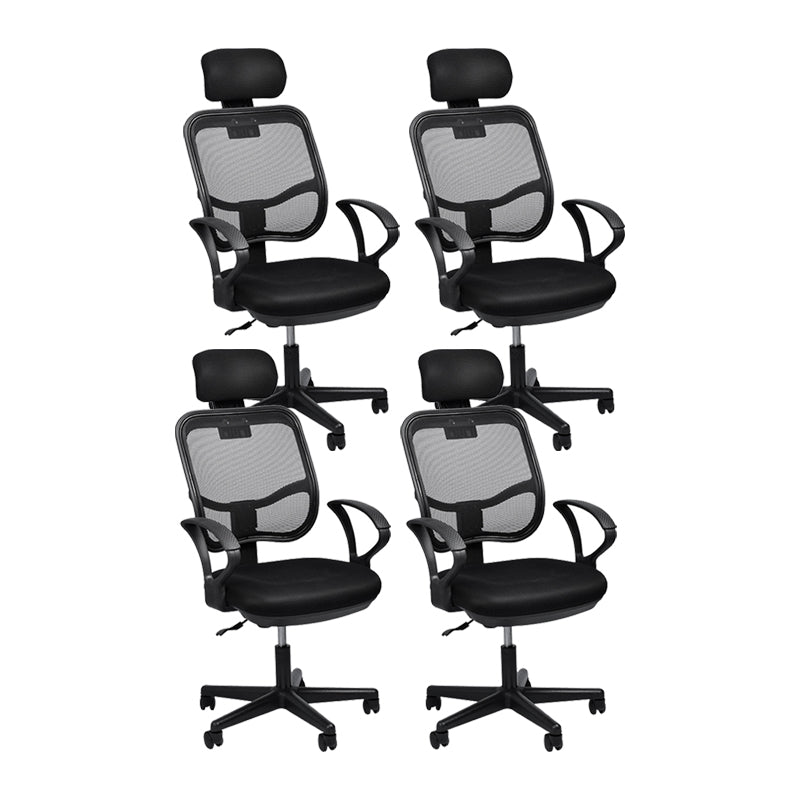 Modern Breathable AirGrid Swivel Chair Microfiber Black Task Arm Chair