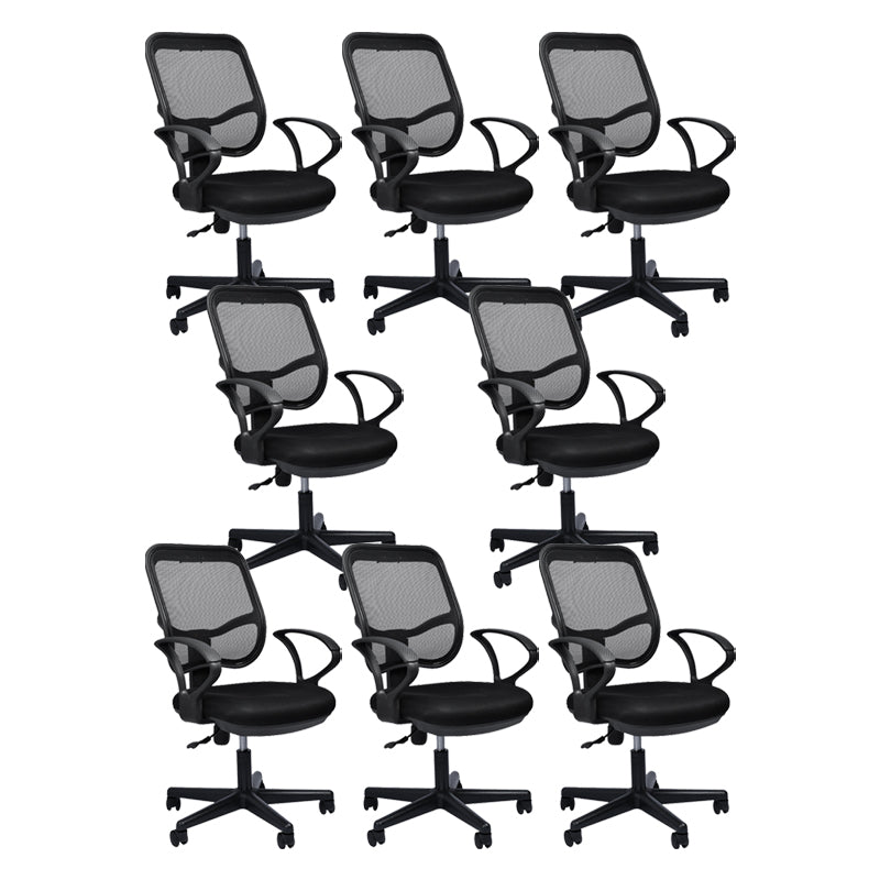 Modern Breathable AirGrid Swivel Chair Microfiber Black Task Arm Chair