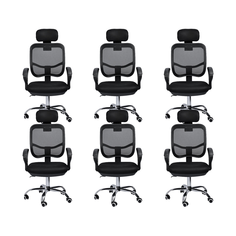 Modern Breathable AirGrid Swivel Chair Microfiber Black Task Arm Chair