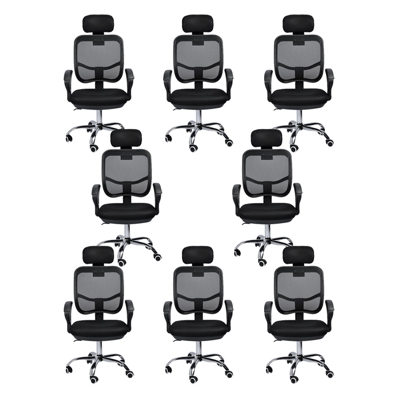 Modern Breathable AirGrid Swivel Chair Microfiber Black Task Arm Chair