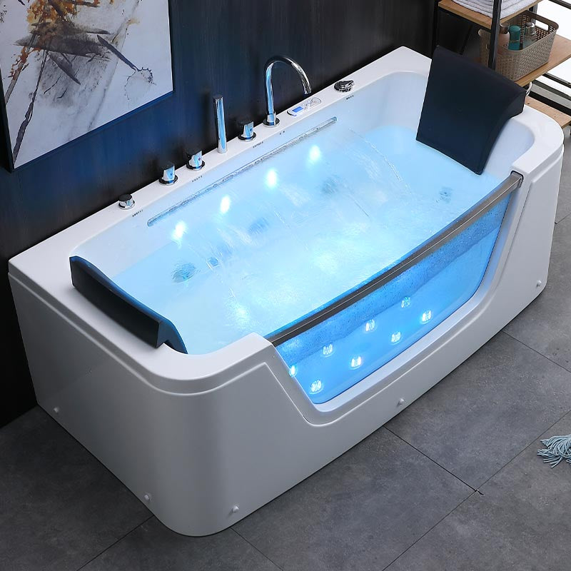 Bathroom Modern Acrylic Bath Tub Back to Wall Center Drain Tub