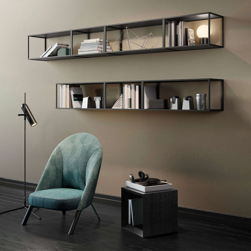 Wall Mounted Metal Bookshelf Modern Floating Bookcase with 1 Shelf