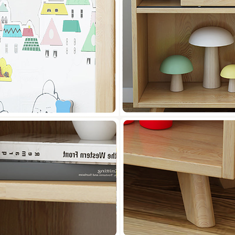 Modern Bookcase Wooden Close Back Bookshelf with Sliding Door