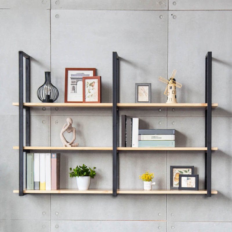 Wall Mounted Bookcase Modern Wooden Close Back Bookshelf with Shelves