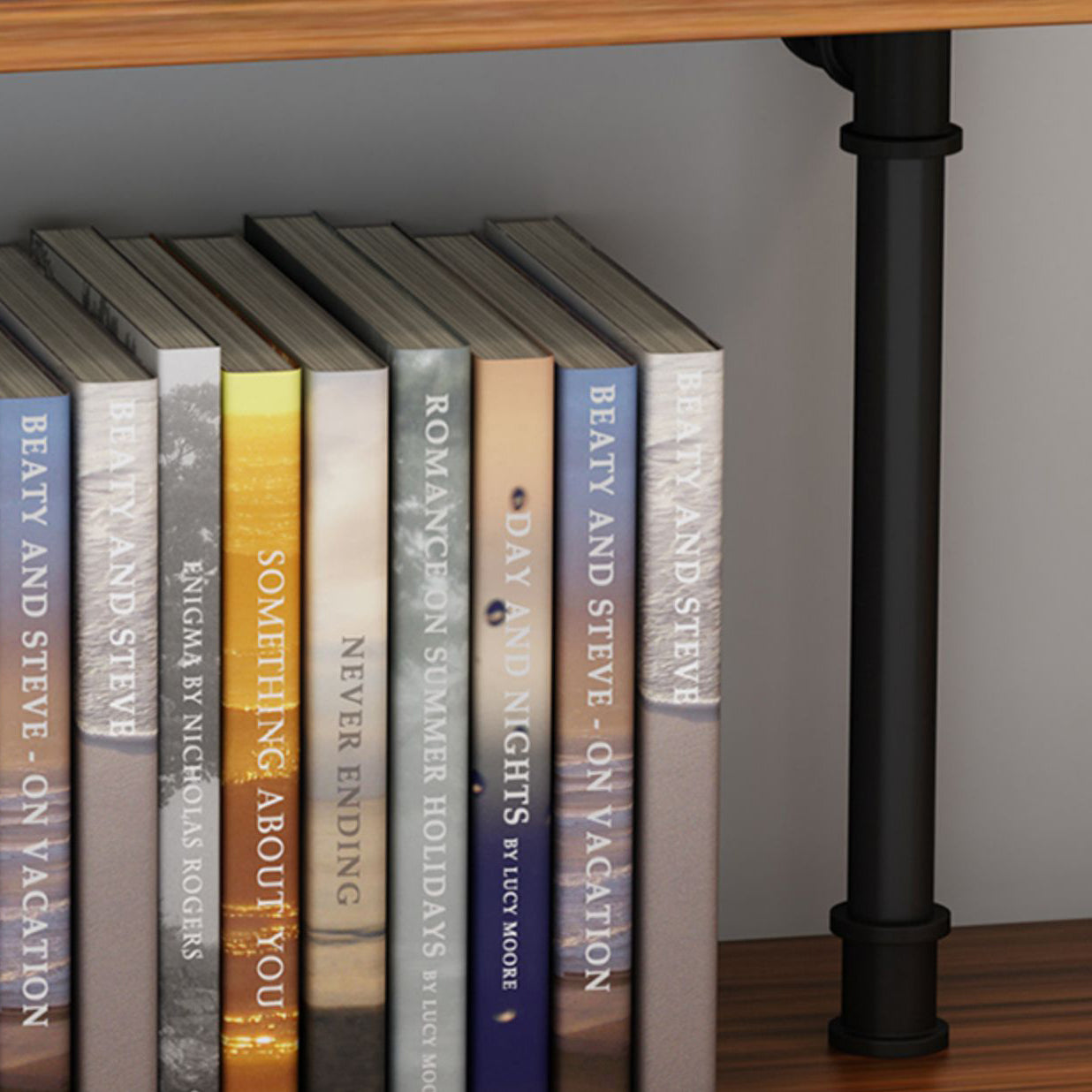 Contemporary Metal Bookshelf Natural Floating Shelf Bookcase for Study Room