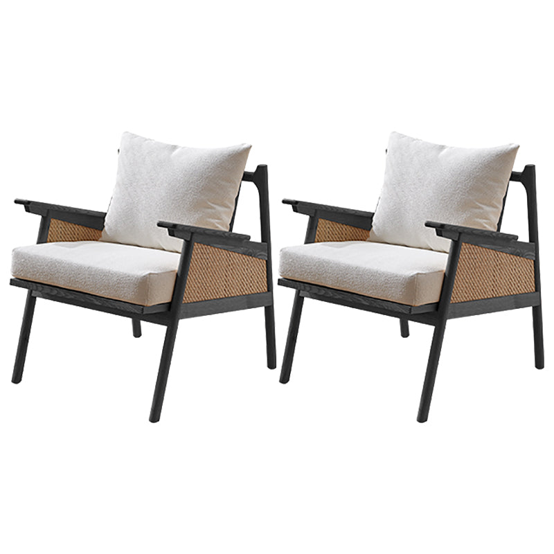 Solid Wood Frame Lounge Chair Arms Included Chair with Pillow