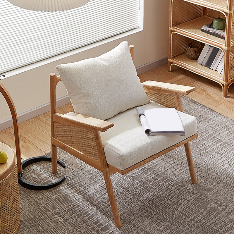 Solid Wood Frame Lounge Chair Arms Included Chair with Pillow