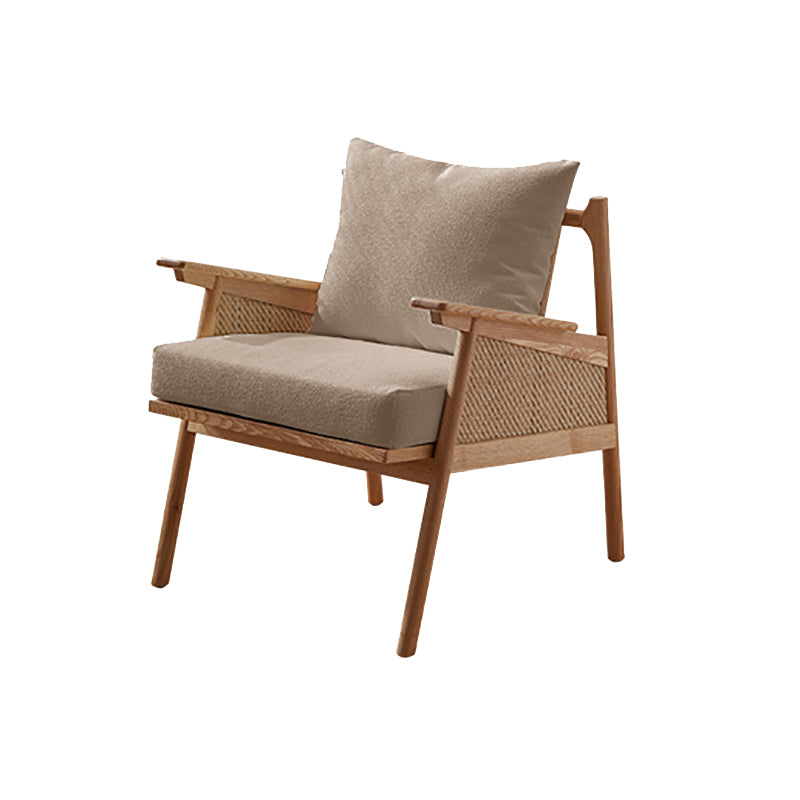 Solid Wood Frame Lounge Chair Arms Included Chair with Pillow
