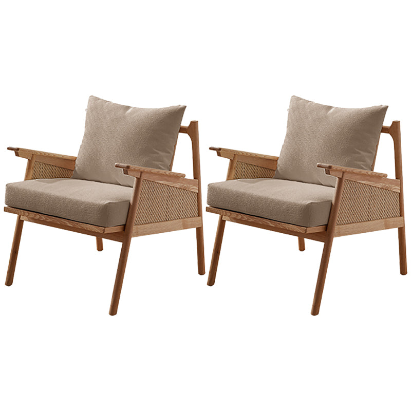 Solid Wood Frame Lounge Chair Arms Included Chair with Pillow