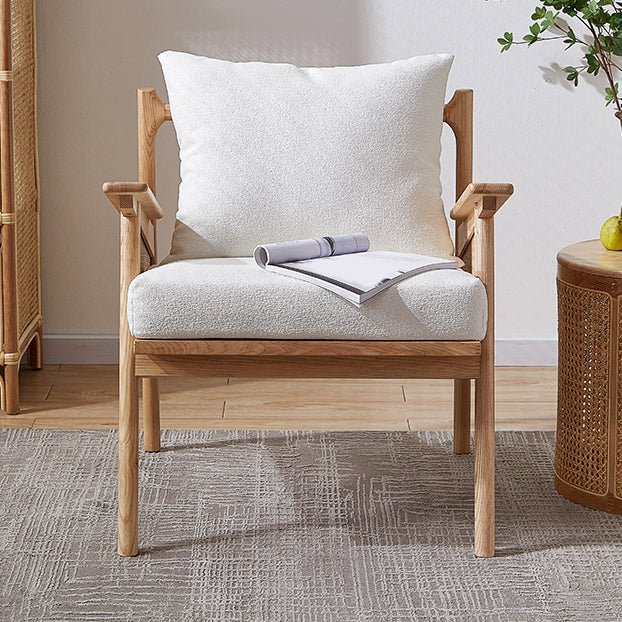 Solid Wood Frame Lounge Chair Arms Included Chair with Pillow