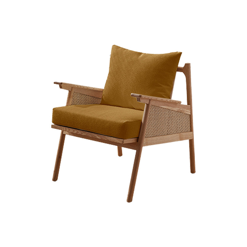 Solid Wood Frame Lounge Chair Arms Included Chair with Pillow