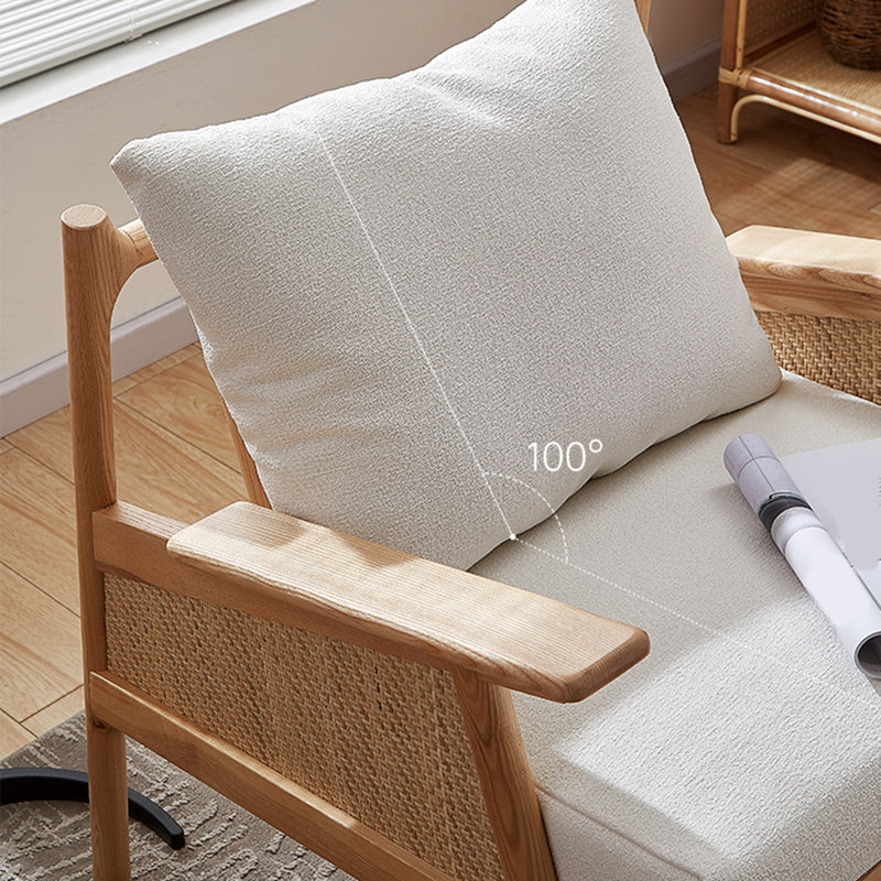 Solid Wood Frame Lounge Chair Arms Included Chair with Pillow