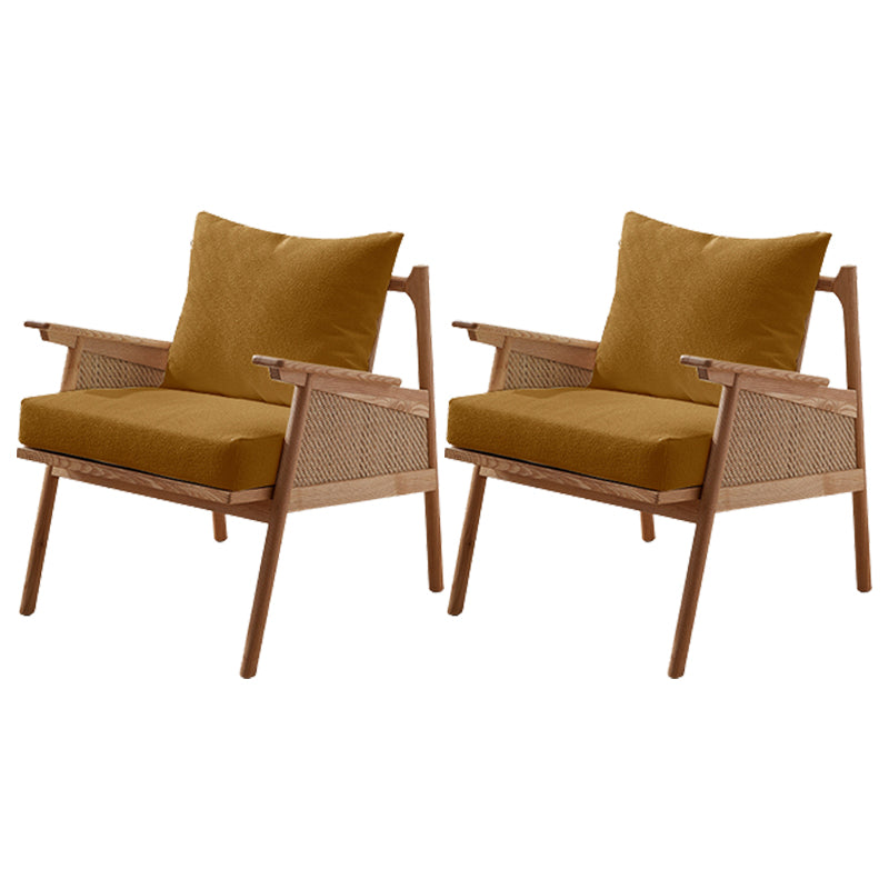 Solid Wood Frame Lounge Chair Arms Included Chair with Pillow