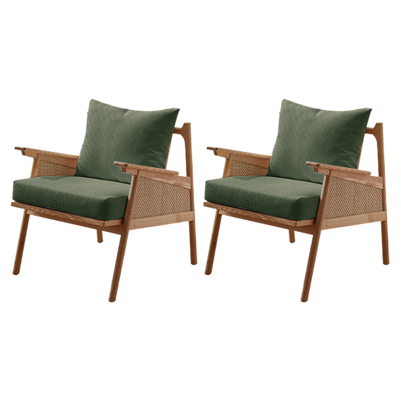 Solid Wood Frame Lounge Chair Arms Included Chair with Pillow