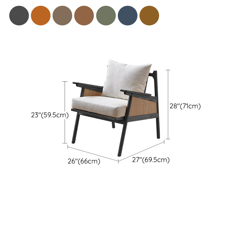 Solid Wood Frame Lounge Chair Arms Included Chair with Pillow