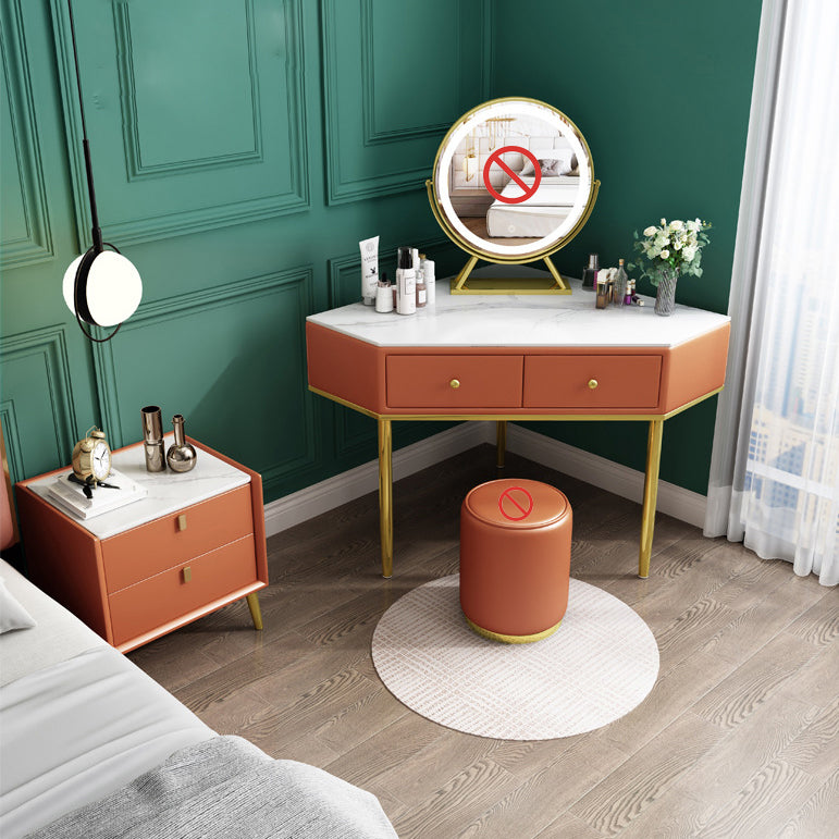 2-Drawers Dressing Table Luxurious Stone Top Vanity Set for Bedroom