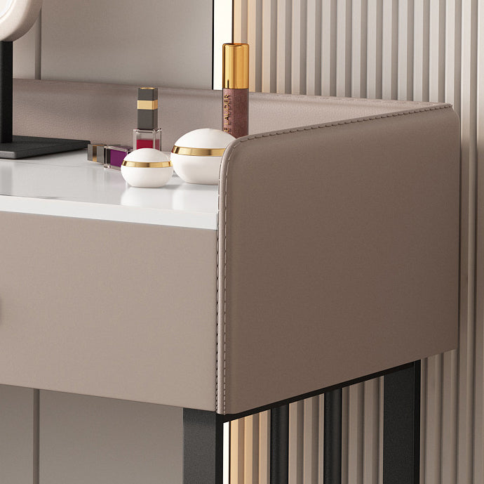 Contemporary Stone Top Vanity 5 Drawers Vanity Set with Stool