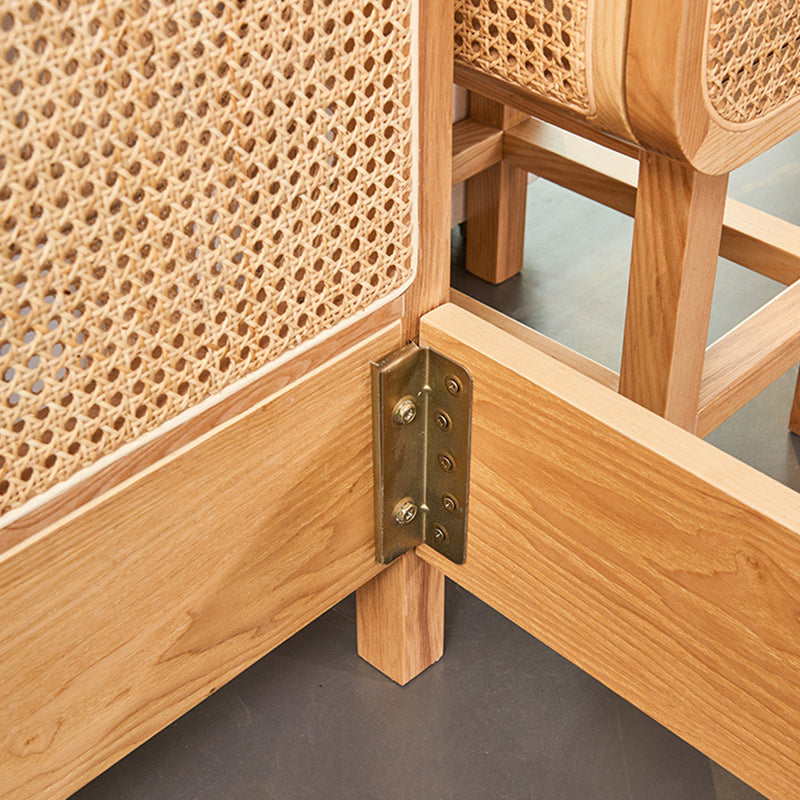 Tropical Solid Wood Panel Bed Rectangular Solid Color Standard Bed