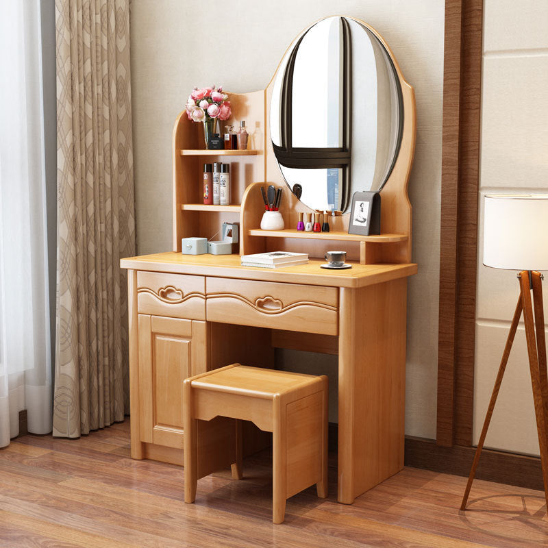 16.92" Wide Makeup Table with 2 Drawers Brown Vanity Tables with Mirror